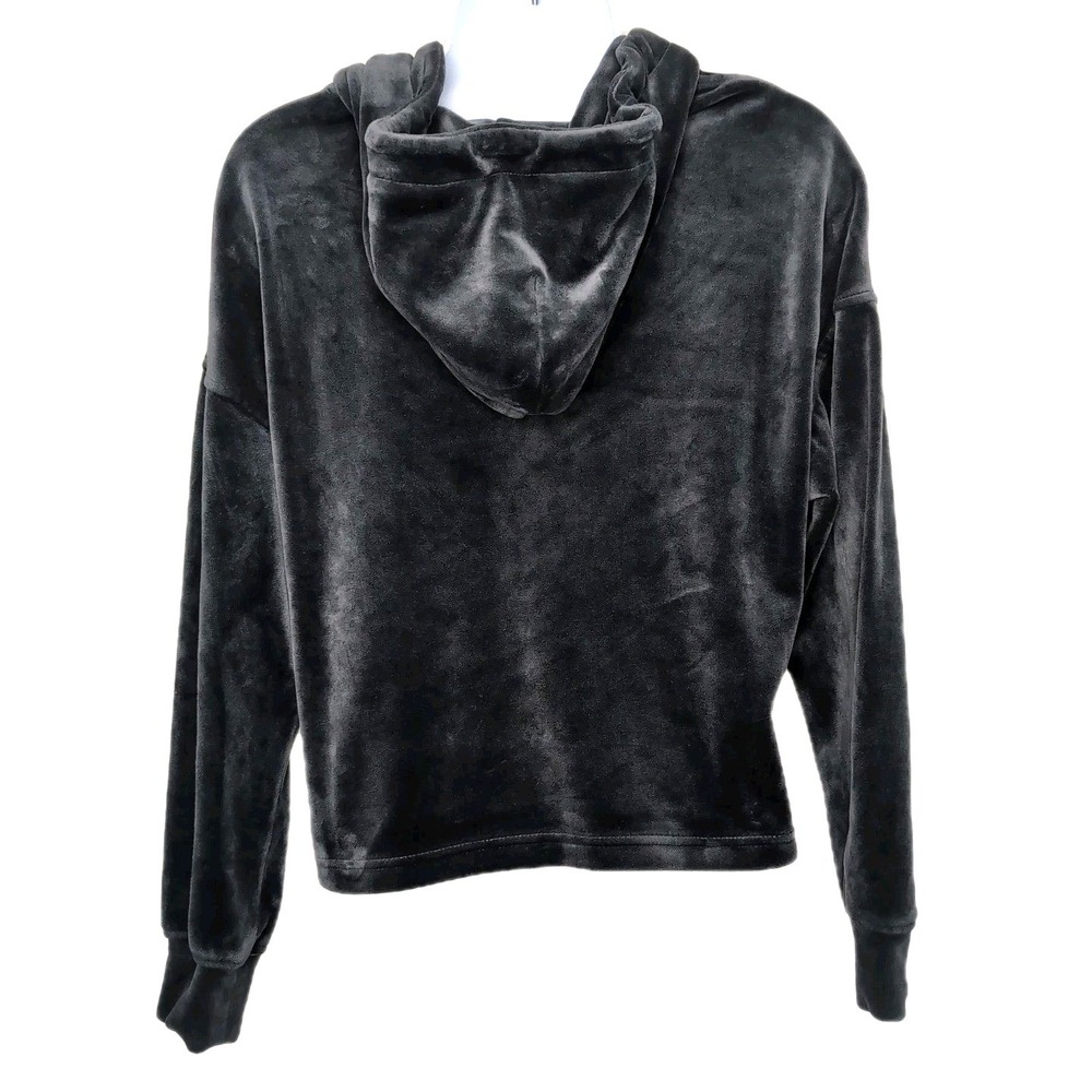 UGG Velour Crop Hoodie Womens Size XS Charcoal Gray Cozy Pullover Loungewear - Picture 2 of 11
